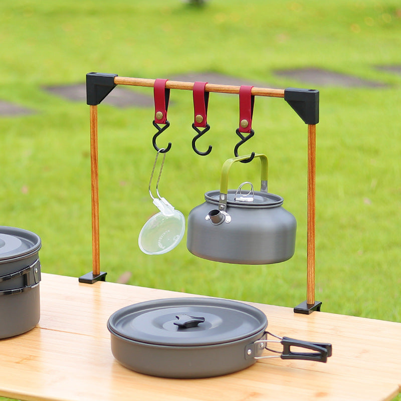 Adjustable Outdoor Camping Pot Rack with Hooks