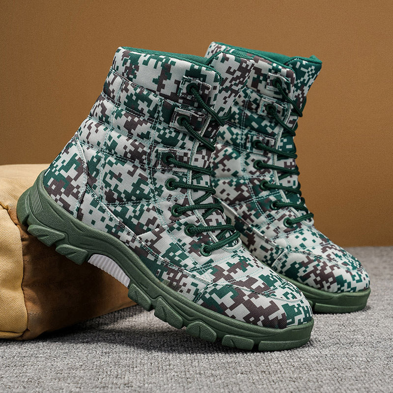 Fleece Lined Camouflage Hiking Boots Thick Sole