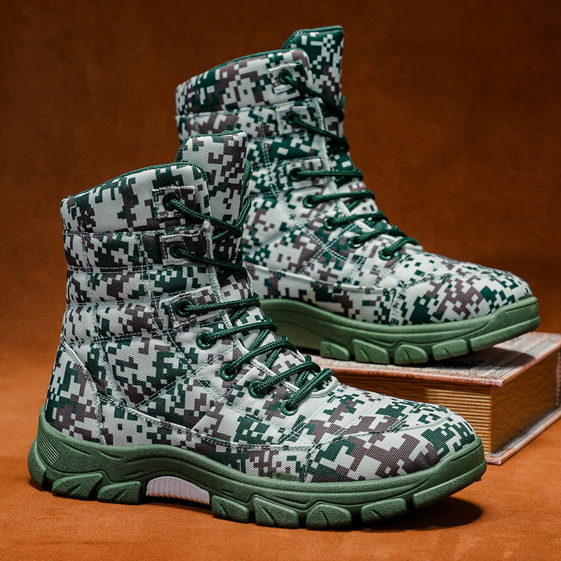 Fleece Lined Camouflage Hiking Boots Thick Sole