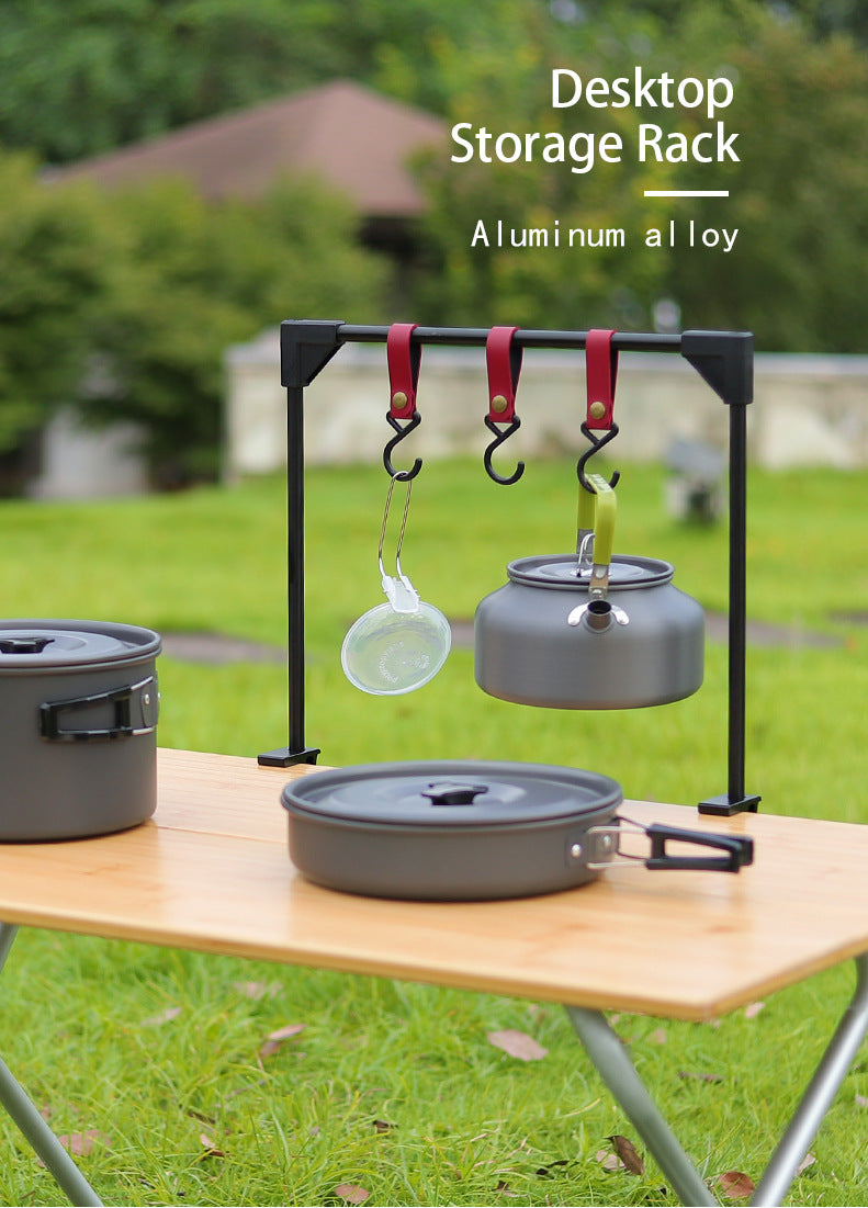 Adjustable Outdoor Camping Pot Rack with Hooks