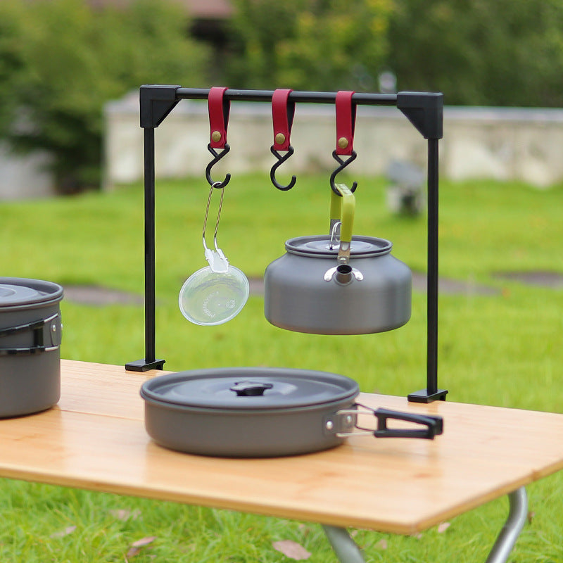 Adjustable Outdoor Camping Pot Rack with Hooks