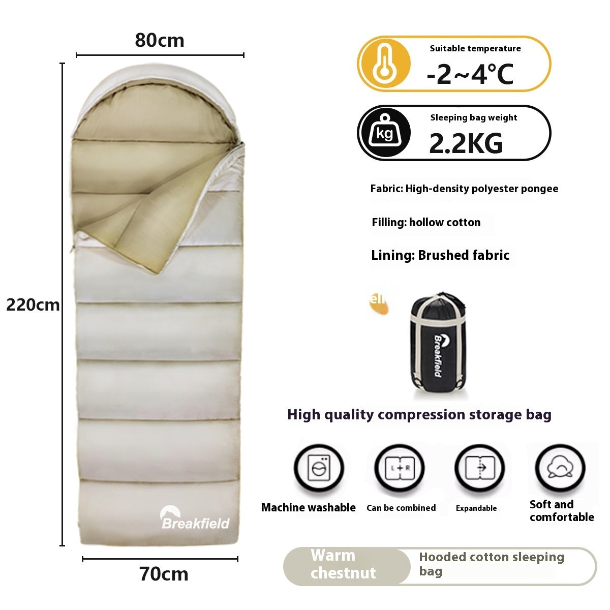 Four-Season Waterproof Cotton Camping Sleeping Bag
