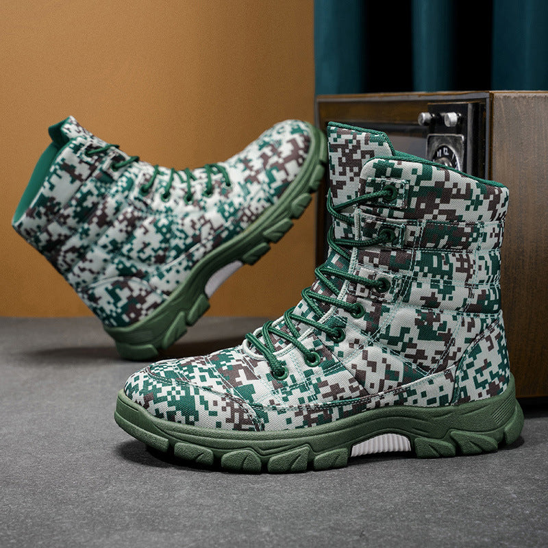 Fleece Lined Camouflage Hiking Boots Thick Sole