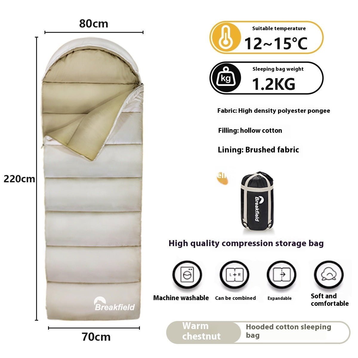 Four-Season Waterproof Cotton Camping Sleeping Bag