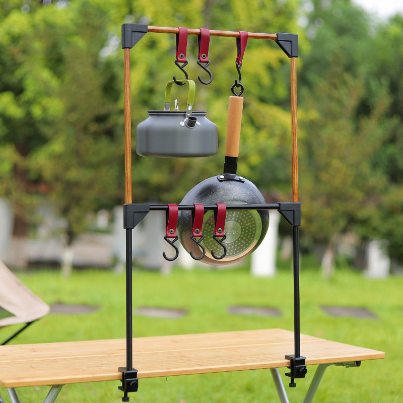Adjustable Outdoor Camping Pot Rack with Hooks
