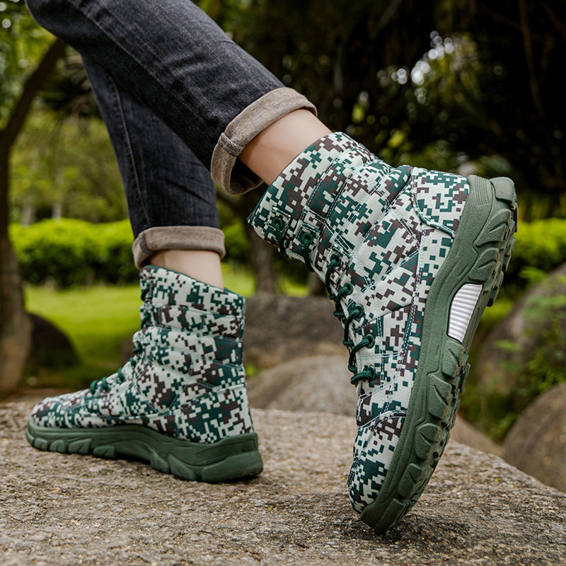 Fleece Lined Camouflage Hiking Boots Thick Sole